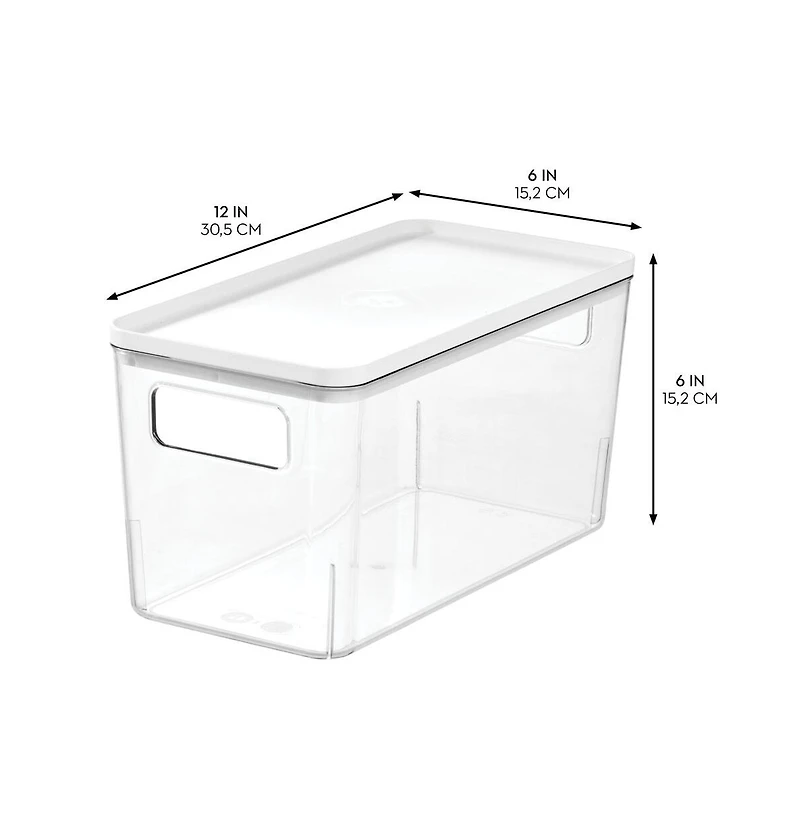 iDesign Pantry Bin with Lid for Kitchen - Set of 3 - Clear/White