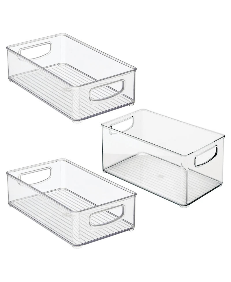 iDesign Plastic Stackable Pantry Bins with Handles, 3 Pack, Clear, Made in Usa