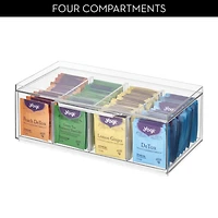 iDesign Stackable 4-Section Tea Storage Drawer for Countertop - Clear