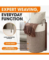 Cheer Collection Large Laundry Hamper (15" x 19.7") - 2 Tone Tan