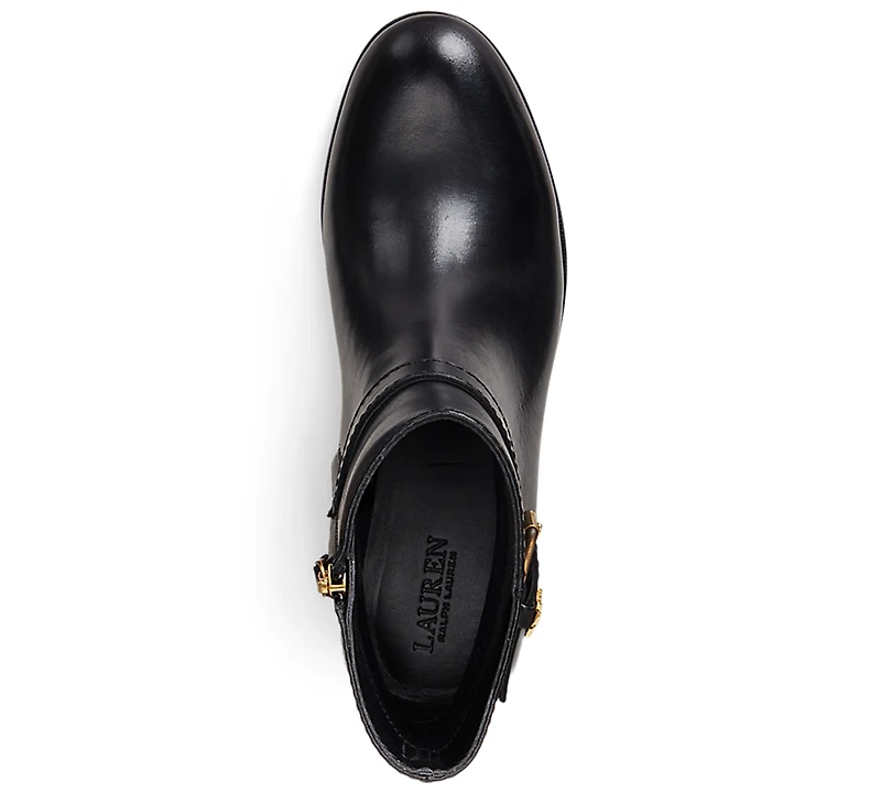 Lauren Ralph Women's Brooke Ii Stacked Leather Heel Booties