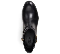Lauren Ralph Women's Brooke Ii Stacked Leather Heel Booties
