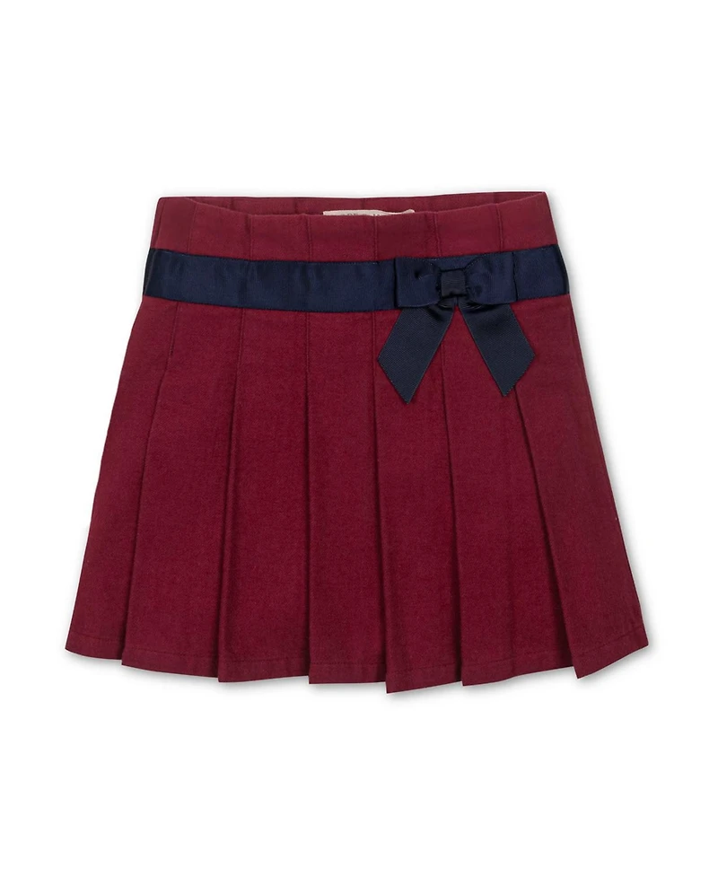 Hope & Henry Little and Big Girls' Organic Brushed Cotton Pleated Skirt with Bow