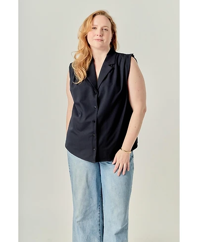 English Factory Women's Pleated Sleeveless shirt top