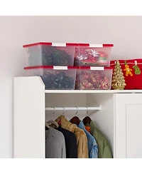 Iris Usa 12 Qt. Plastic Holiday Storage Bins Containers with Lids, Clear - 4 Pack