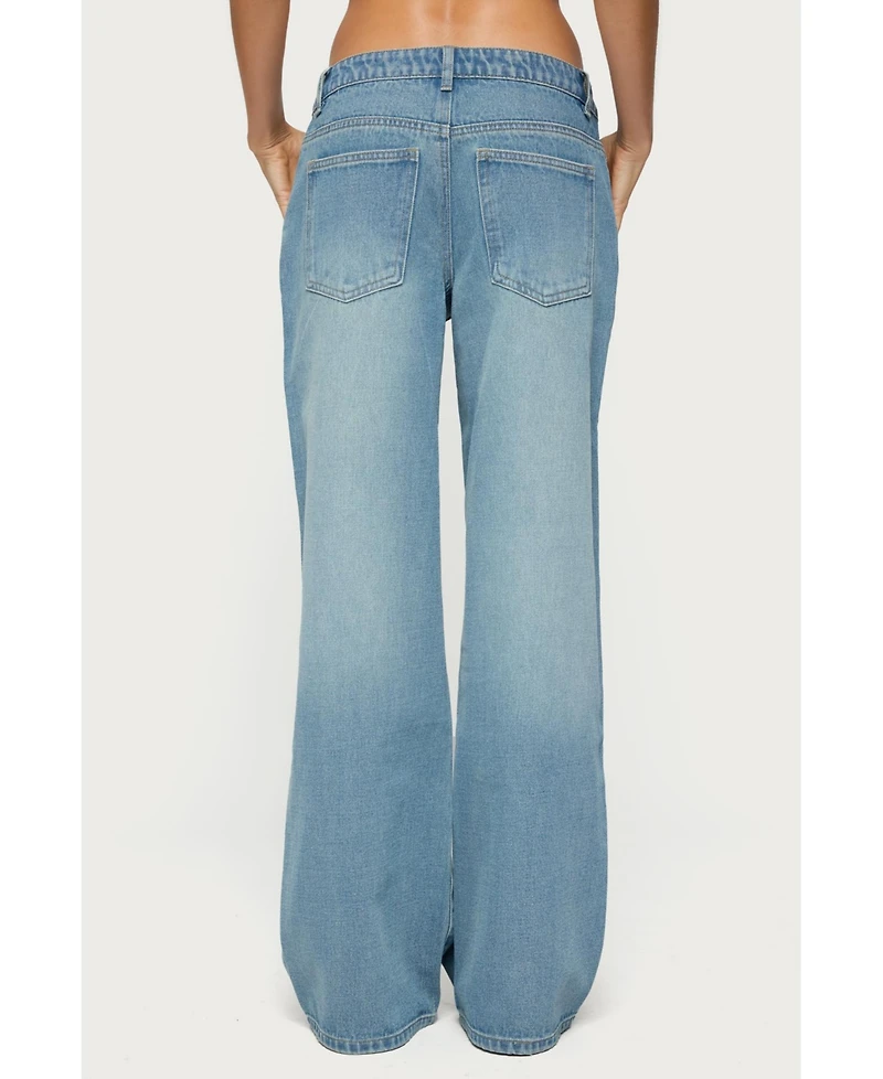 Edikted Women's Raelynn Washed Low Rise Jeans