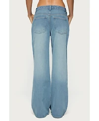 Edikted Women's Raelynn Washed Low Rise Jeans