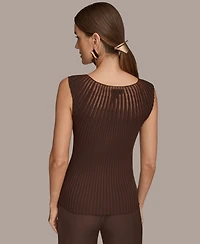 Donna Karan New York Women's Mesh Detail Sleeveless Knit Top