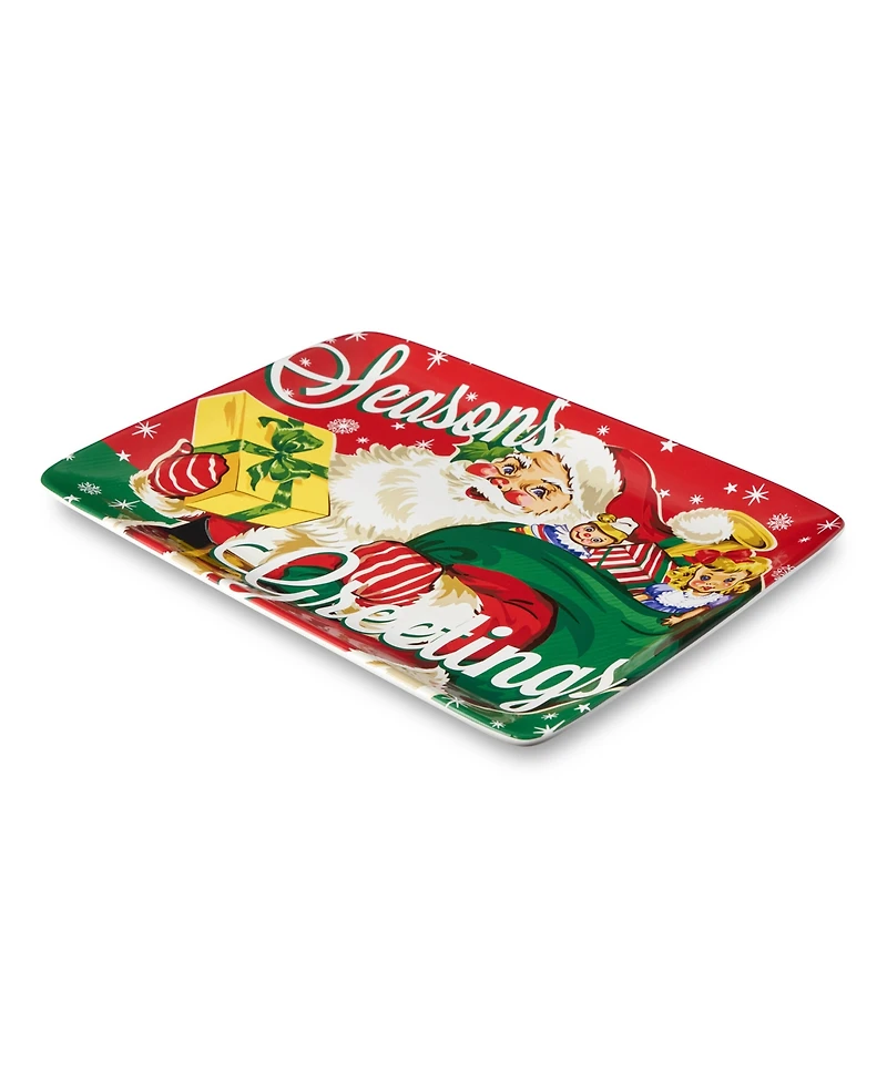 Certified International Santa's Retro Christmas Rectangular Platter