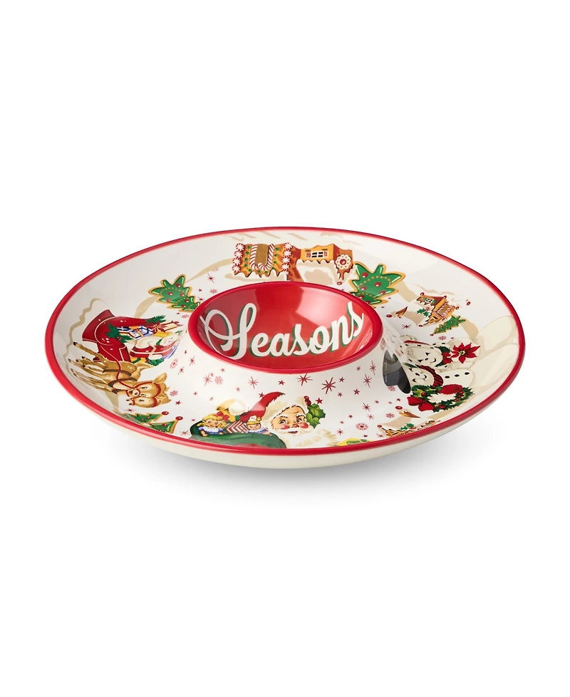 Certified International Santa's Retro Christmas Chip Dip Platter