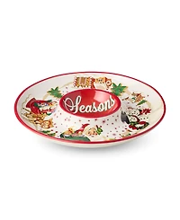 Certified International Santa's Retro Christmas Chip Dip Platter
