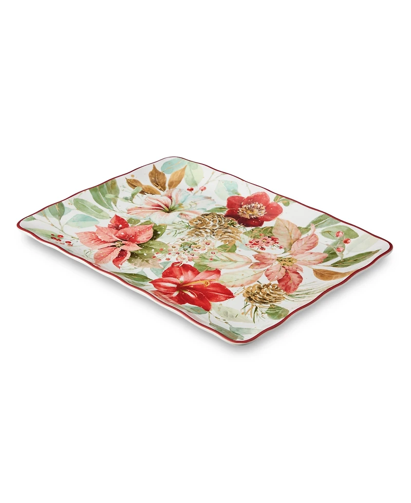Certified International Winter Blooms Rectangular Platter