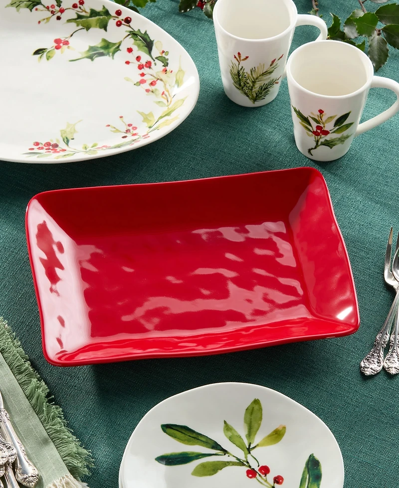 Certified International Berry Red Christmas Rectangular Platter