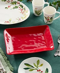 Certified International Berry Red Christmas Rectangular Platter
