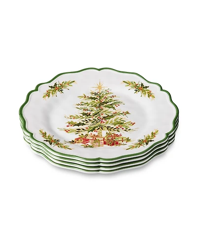 Certified International Holly Tree Melamine Dinner Plates, Set of 4