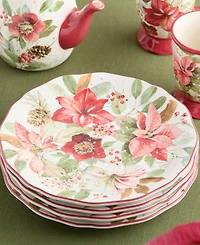 Certified International Winter Blooms Dinner Plates, Set of 4