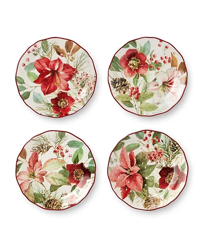 Certified International Winter Blooms Dessert Plates, Set of 4