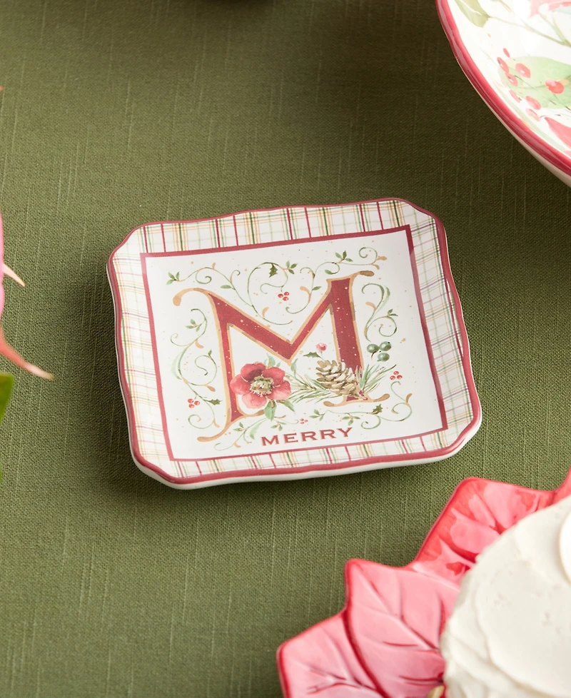 Certified International Winter Blooms Canape Plates, Set of 4
