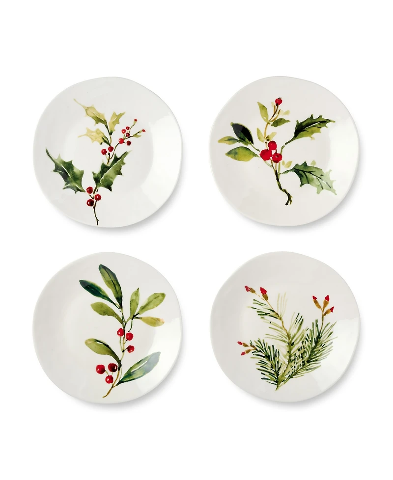 Certified International Holly Vines Dessert Plates, Set of 4