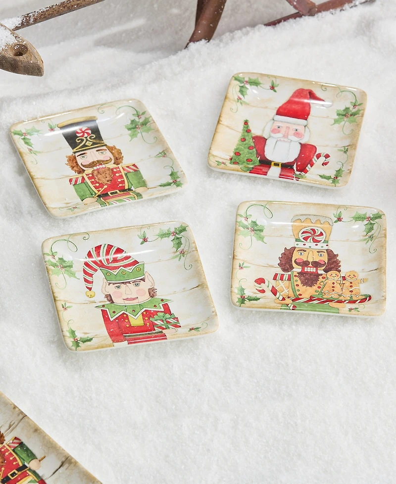 Certified International Nutcracker Parade Canape Plates, Set of 4