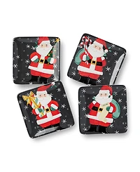 Certified International Christmas Whimsy Santa Canape Plates, Set of 4
