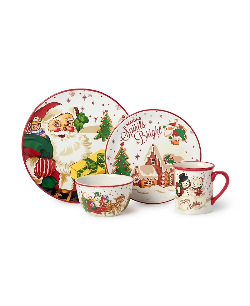 Certified International Santa's Retro Christmas 16-Pc. Dinnerware Set, Service for 4