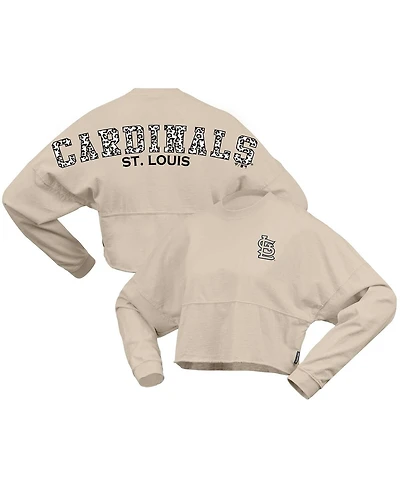 Fanatics Women's Cream St. Louis Cardinals Long Sleeve Cropped Jersey T-Shirt