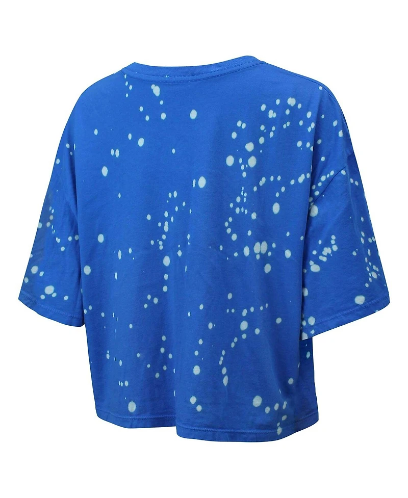 Majestic Women's Powder Blue Los Angeles Chargers Bleach Splatter Notch Neck Crop T-Shirt