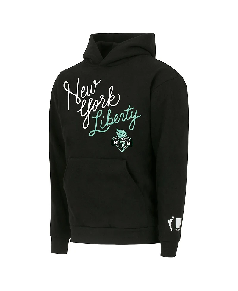 Round21 Men's and Women's Black New York Liberty Script Pullover Hoodie