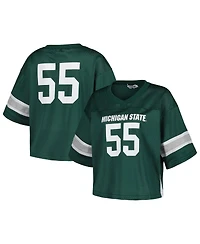 Established & Co. Women's 55 Green Michigan State Spartans Fashion Boxy Cropped Football Jersey