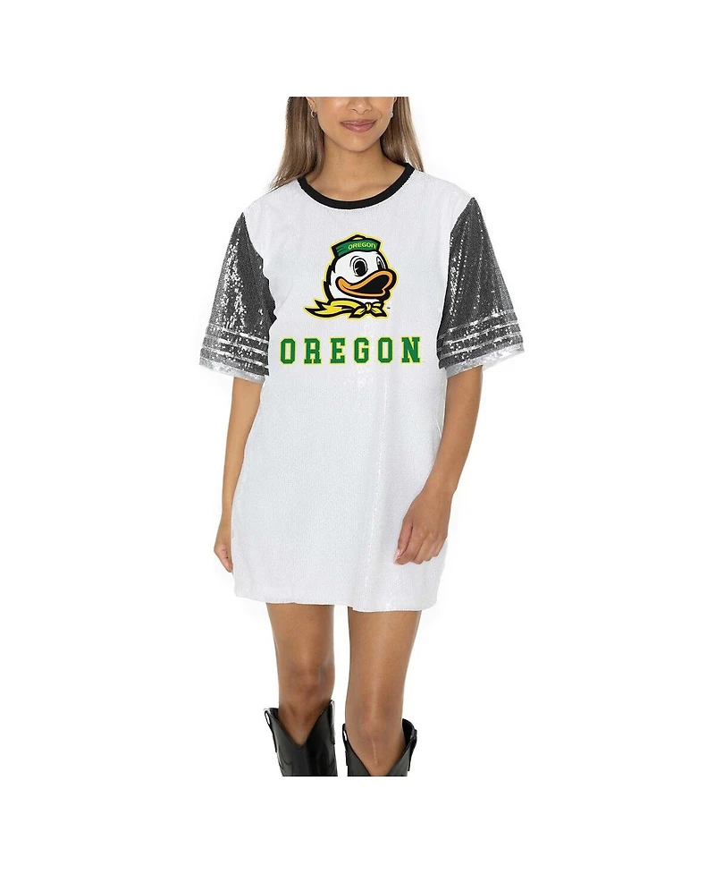 Gameday Couture Women's White Oregon Ducks Full Sequin Jersey Dress