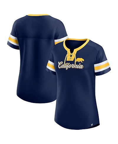 Fanatics Women's Navy Cal Bears Iconic Athena Lace-Up T-Shirt