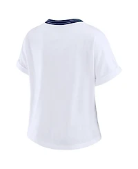 Wear by Erin Andrews Women's White Dallas Cowboys Cropped Center Stripe Dolman T-Shirt