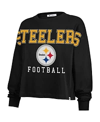 '47 Brand Women's Black Pittsburgh Steelers Outreach City Oversized Long Sleeve T-Shirt