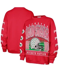 '47 Brand Women's Scarlet Ohio State Buckeyes Go Big Oversized Pullover Sweatshirt
