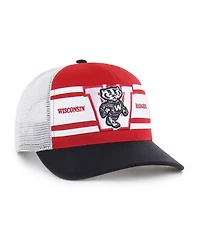 '47 Brand Big Boys and Girls Red/Black Wisconsin Badgers Super Stripe Hitch Adjustable Trucker Hat
