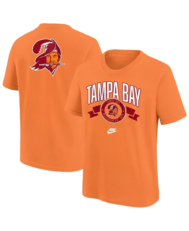 Nike Big Boys and Girls Orange Tampa Bay Buccaneers Rewind Front Back Essential T-Shirt