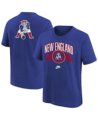 Nike Big Boys and Girls Royal New England Patriots Rewind Front Back Essential T-Shirt