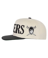 Mitchell & Ness Big Boys and Girls Cream/Black Las Vegas Raiders Across the Board Vintage Snapback Hat