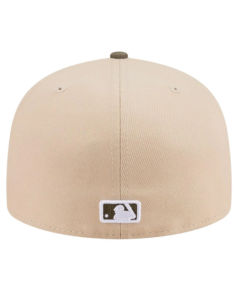 New Era Men's Light Beige/Olive York Yankees Two-Tone Color Pack A-Frame 59FIFTY Fitted Hat