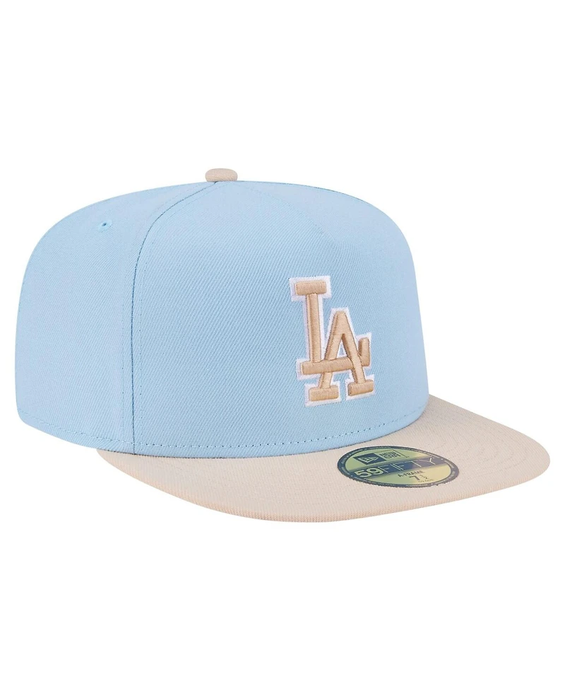 New Era Men's Light Blue/Cream Los Angeles Dodgers Two-Tone Color Pack A-Frame 59FIFTY Fitted Hat