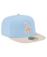New Era Men's Light Blue/Cream Los Angeles Dodgers Two-Tone Color Pack A-Frame 59FIFTY Fitted Hat