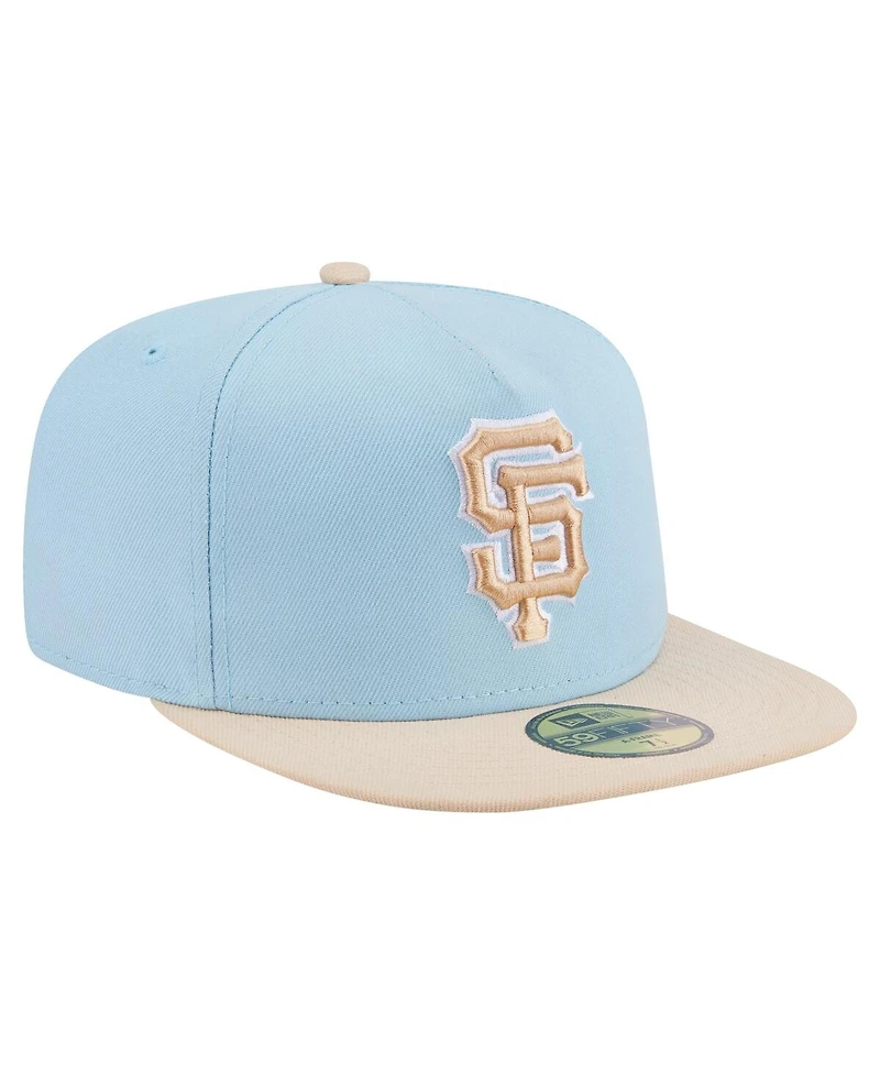 New Era Men's Light Blue/Cream San Francisco Giants Two-Tone Color Pack A-Frame 59FIFTY Fitted Hat
