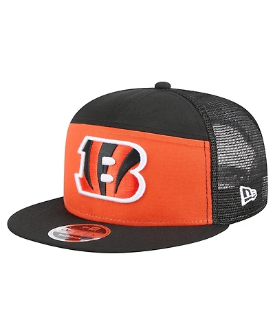 New Era Men's Orange/Black Cincinnati Bengals Outdoor Split Panel 9FIFTY Snapback Hat