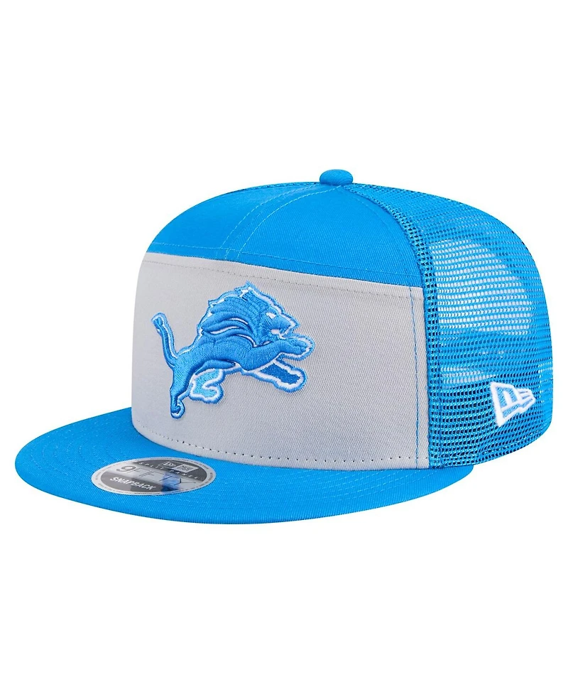 New Era Men's Gray/Blue Detroit Lions Outdoor Split Panel 9FIFTY Snapback Hat