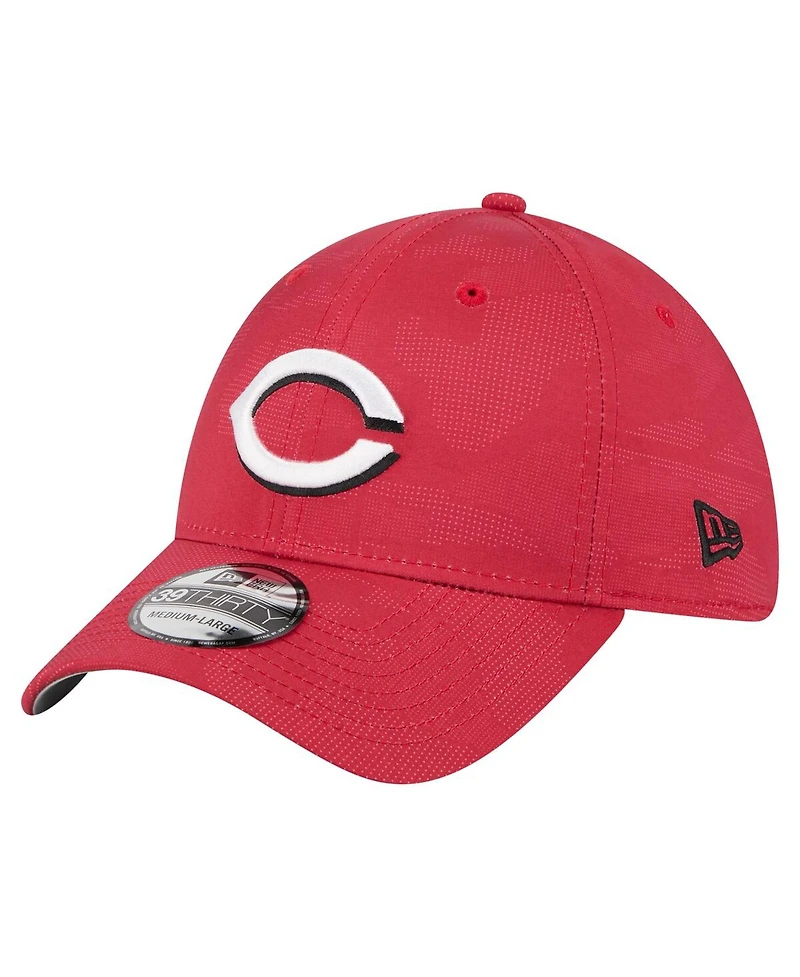 New Era Men's Red Cincinnati Reds Tonal Camo 39THIRTY Flex Hat