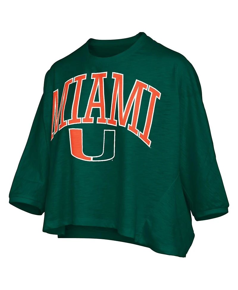 Pressbox Women's Green Miami Hurricanes Midi Arch Over Logo Oversized T-Shirt