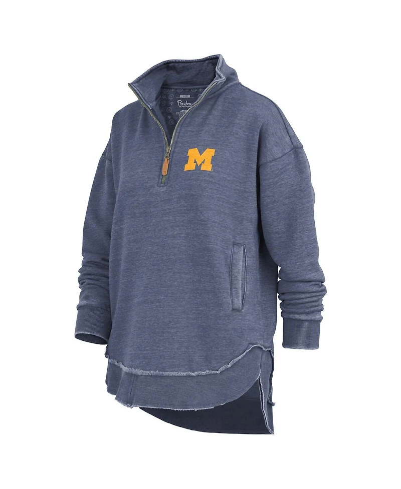 Pressbox Women's Navy Michigan Wolverines Northfork Sojourn Poncho Quarter-Zip Sweatshirt