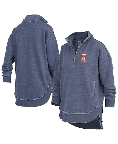 Pressbox Women's Navy Illinois Fighting Illini Northfork Sojourn Poncho Quarter-Zip Sweatshirt
