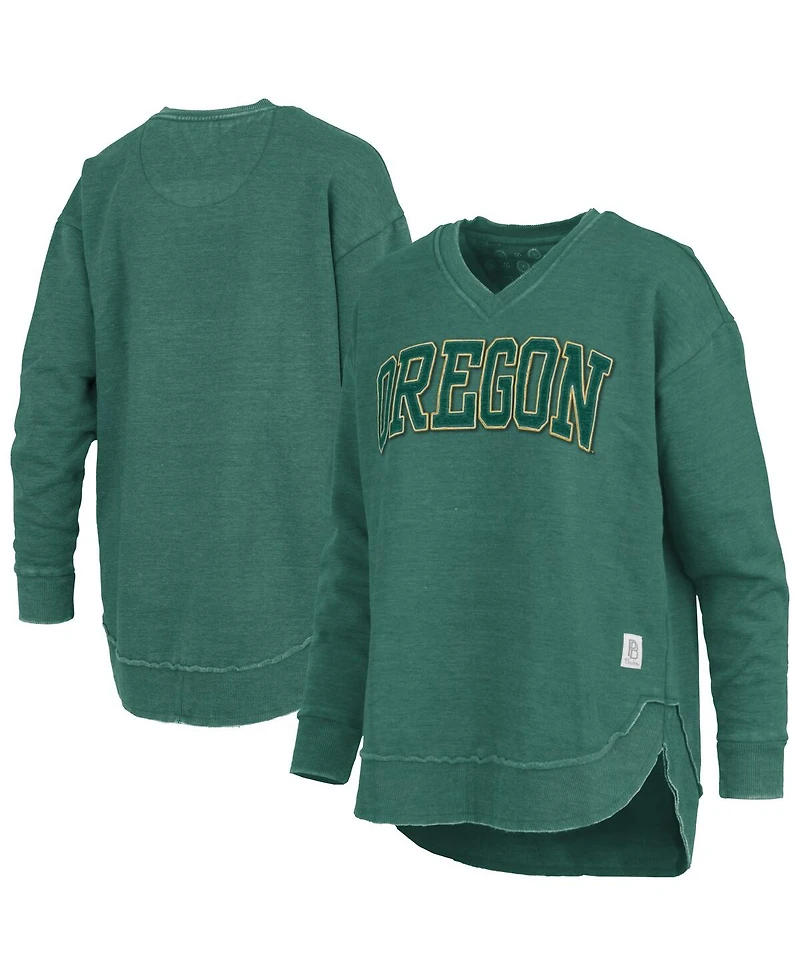Pressbox Women's Green Oregon Ducks Westin Poncho V-Neck Pullover Sweatshirt